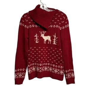 Eddie Bauer Christmas Holiday‎ Red White Sweater Size Medium (M)